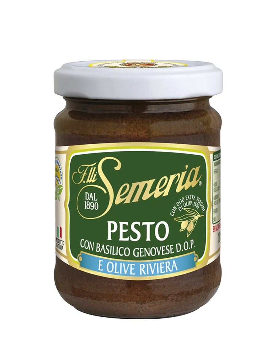 Pesto with basilico Genovese PDO and Riviera Olives